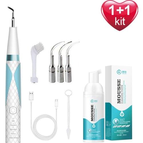 Ultrasonic Dental Scaler Remove Tartar Vibration Electric Scaler Whitening Teeth Portable Cleaning Tool Oral Care Foam Mousse