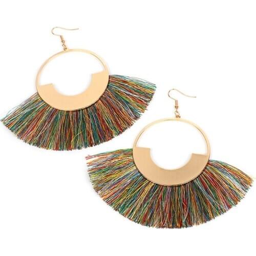 Vintage Boho Hanging Earrings for Women Female Big Goldn Circle Ethnic Earrings Party Wedding Jewelry Gift