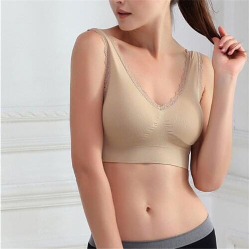Women Breathable Bras Solid Bra Seamless Fitness Lace Bra Tops Underwear Lovely Size S M L XL XXL 3XL
