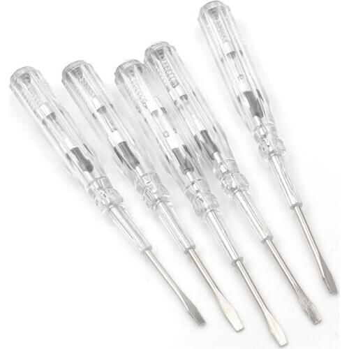 1pc 100-500V Plastic Induced Electric Tester Screwdriver Probe With Indicator Light Voltage Tester Pen AC/DC Detector