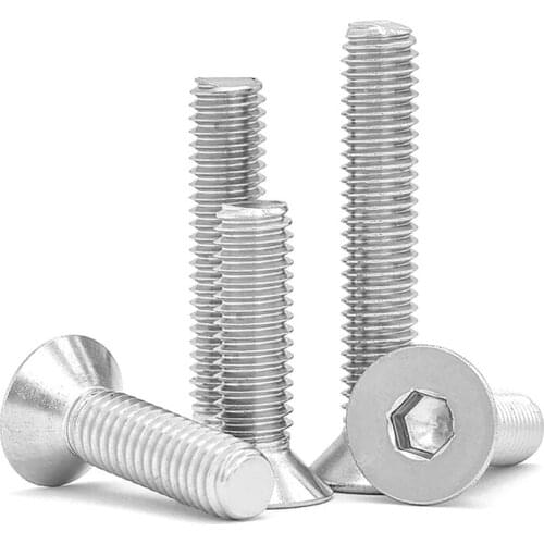 10pcs M4 M5 304 Stainless Steel Allen Hex Socket Bolts Countersunk Screws Length 6/8/10/12/14/16/18/20/22/25/30/35/40/50-150mm