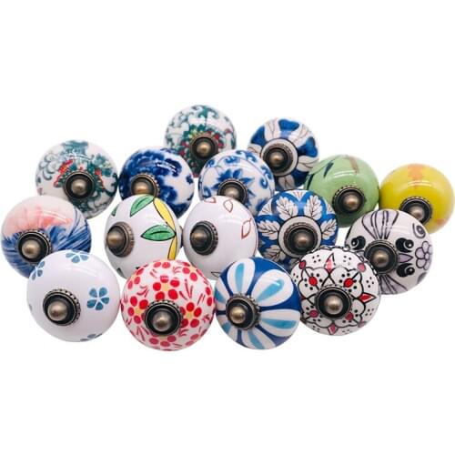1x Multi Designed Kitchen Cupboard Cabinet Door Knob Hand-Painted Kids Room Wardrobe Drawer Colorful Ceramic Pulls