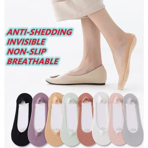 5Pairs new style Women Silicone non-slip invisible Socks Summer Solid Color Ankle Boat Socks Female Cotton Slipper No show Socks