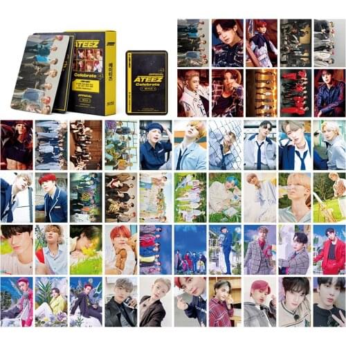 54pcs/set Kpop ATEEZ Lomo Cards High quality HD photocard for fans collection Gift K-pop ATEEZ Celebrate album Postcard