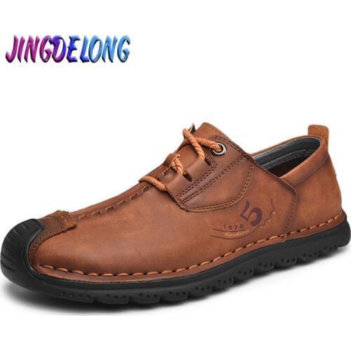 Brand Mens Casual Shoes Handmade Leather Mens Loafers Outdoor Men Shoes Italian Style Men Moccasins Breathable Mans Footwear