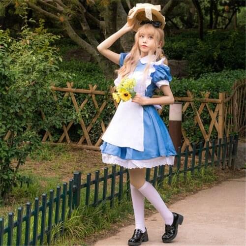 French Maid Costume Kawaii Girl Sweet Lolita Dress Retro Short Sleeve Anime Cosplay Maid Uniform Halloween Costumes For Women