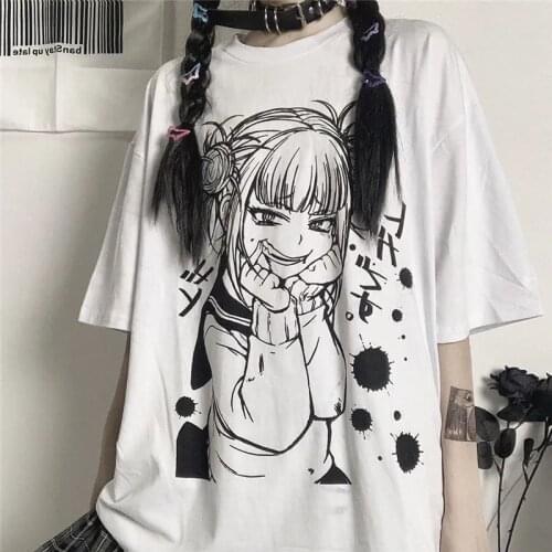 Summer Gothic Short Sleeved T Shirt Female Anime Loose Harajuku Clothes y2k Punk Dark Grunge Streetwear Oversized T-shirts Tops