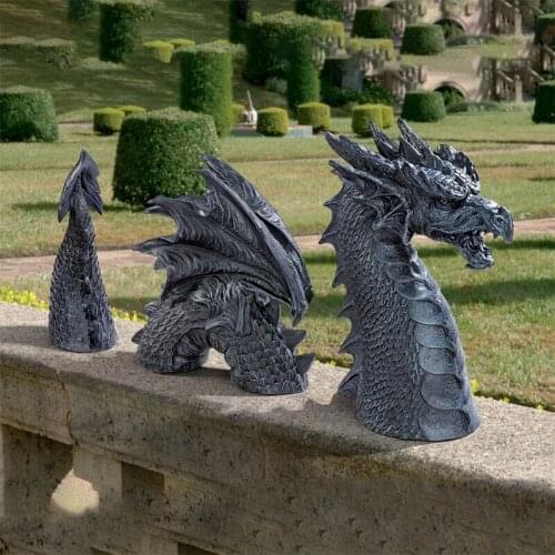 Gothic Dragon Garden Decor Statue Resin Ornament Castle Moat Lawn Dragon Falkenberg Castle Garden Decor Craft