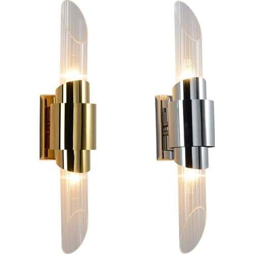 Chrome Gold Wall lamp Clear Glass Stairs Aisle Sconce Restaurant Bedroom Lighting Fixtures Luminaire Home