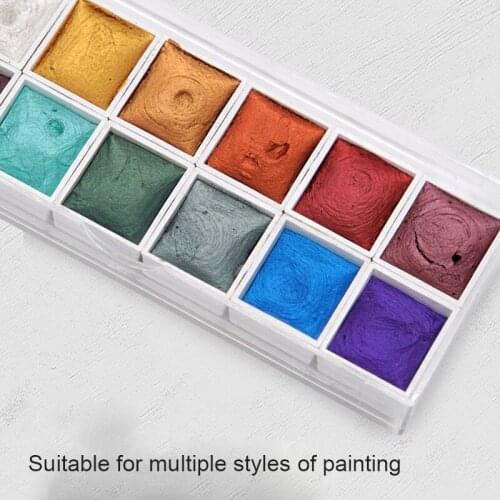 12 Colors Portable Glitter Watercolor Paint Set Metallic Gold Pigment Paint Tools DIY Drawing NK-Shopping
