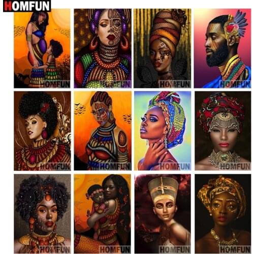 HOMFUN Rhinestone Painting Crystal Decor Diy Diamond Painting "African woman" 3D Cross Stitch Pattern Diamond Embroidery