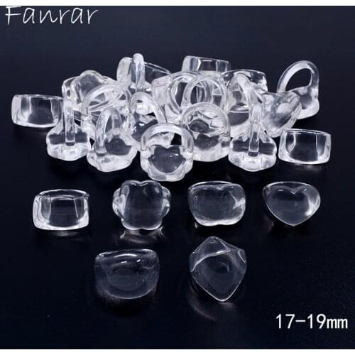 Wholesale 50pcs Transparent rectangle oval heart flower ring Clear Acrylic Nail Art Women Rings for Punk Personality jewelry