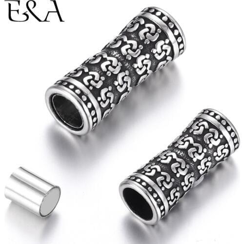 Stainless Steel Magnetic Clasps Tube Hole 5mm Magnet Buckle Closure Leather Cord Clasp for DIY Bracelet Jewelry Making Supplies