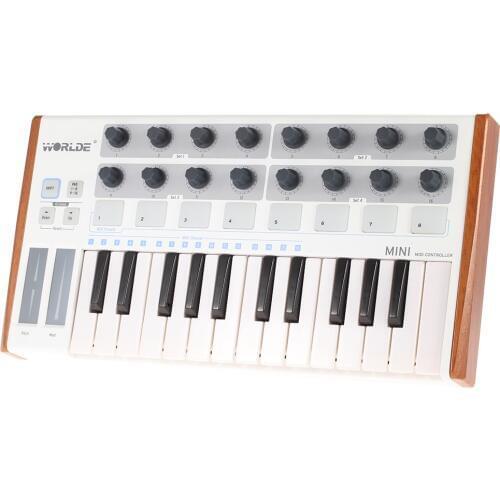 Worlde Professional 25-Key MIDI Keyboard Controller USB MIDI Drum Pad and Ultra-Portable Mini MIDI Controller Electronic audio