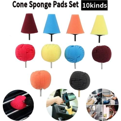 Power Drill Tool Set Sponge Polishing Pad Cone Shaped Car Buffing Pads For Car Wheel Hub Cleaning