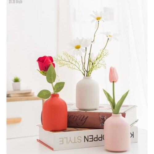 Nordic Ceramic Small Vase Decoration Home Creative Flower Arrangement Dried Flower Simulation Flower Decoration Home Decoration