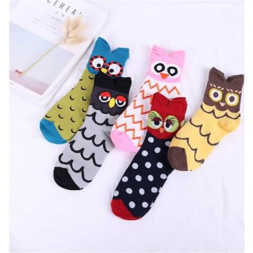 Korean Three-dimensional Female Womens Socks Owl Socks Cute Cartoon Cotton Female Socks Cotton Ladies Woman Socks Colorful Sox