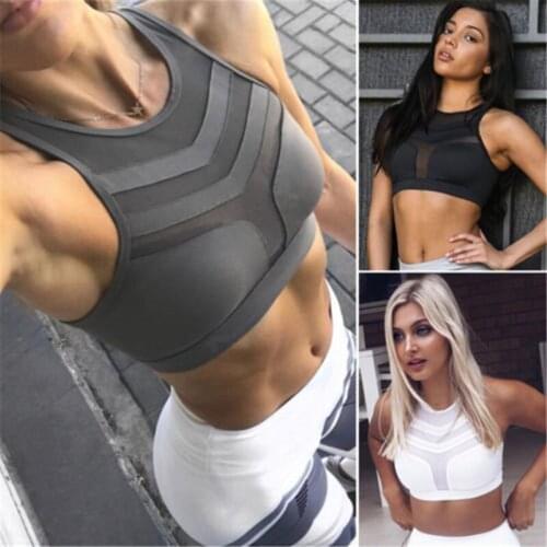 New Women Sports Vest Yoga Fitness Stretch Workout Tank Top Female Girls Seamless Padded Racerback Sports Bra Tops