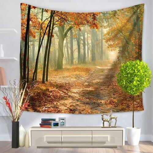 Autumn Scenery Tapestry Wall Hanging Tapestries Boho Bedspread Beach Towel Yoga Mat Blanket Table Cloth 200*150/150*130