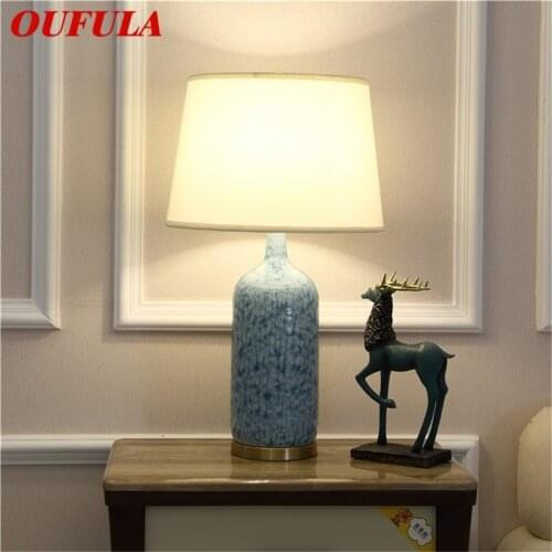 OUFULA Ceramic Table Light Lamp Copper LED Contemporary Luxury Pattern Desk For Home