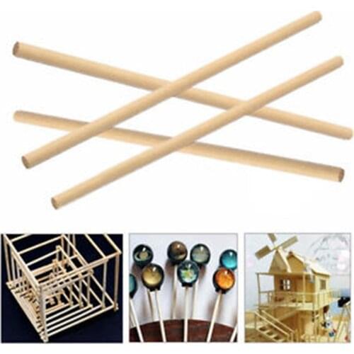 50pc 10/15/20cm Round Wooden Lollipop Lolly Sticks Cake Dowel For DIY Food Craft Toys Ice Mold Natural Wood Dessert Molds