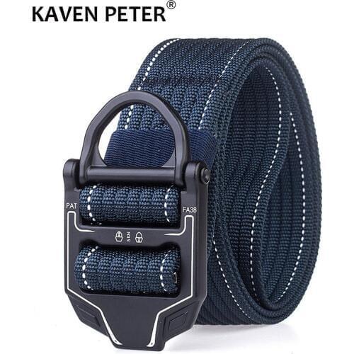 New Tactical Belt For Men Military Nylon Belt Canvas Waist Belt Metal Insert Buckle High Quality Strap Black Army Green Blue