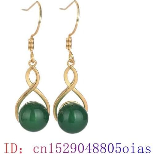 Jade Bead Earrings Natural Gemstone Amulet 925 Silver Gifts Women Crystal Jewelry Zircon Chalcedony Fashion