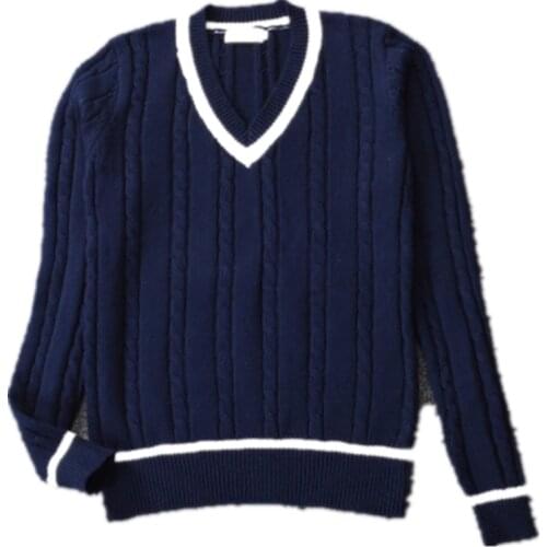 British School Uniform Jk Boy/girls V-neck Knitted Pullover Sweater Cotton School Girls Uniform Jk Long Sleeve Sweater 3 Colors