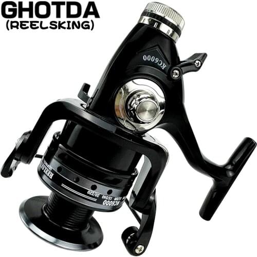 Carp Front Rear Dual Brake Spinning Fishing Reel Metal Spool 5.2:1 Gear Ratio Wheels