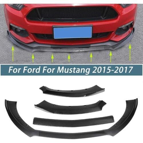 3PCS Car Front Bumper Splitter Lip Body Kit Spoiler Deflector Lips Diffuser Guard Protection For Ford For Mustang 2015 2016 2017