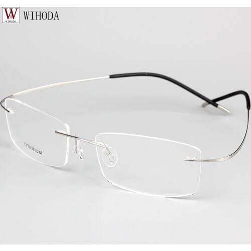 Ultralight B Pure Titanium Rimless Glasses Frame Men Prescription Eyeglasses Myopia Optical Frames Vintage Square Eyewear F100
