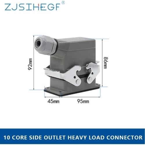 Heavy Duty Connectors Rectangular Hdc-He-10 Core Industrial Waterproof Aviation Plug 16A Top And Side