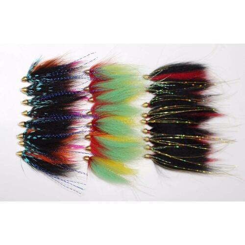Tigofly 24 pcs/lot 3 patterns Assorted Popular Cone Head Tube Fly Salmon Trout Steelhead Fly Fishing Flies Lures Set