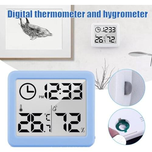 Thermometer Smart Electric Digital Clock Hygrometer Humidity Sensor Work Portable Slim Simple for Indoor Use ND998