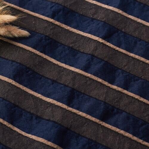 Spring and Autumn fabric for dress stripe material Brand clothing patchwork Flax yarn dyed silk tissus