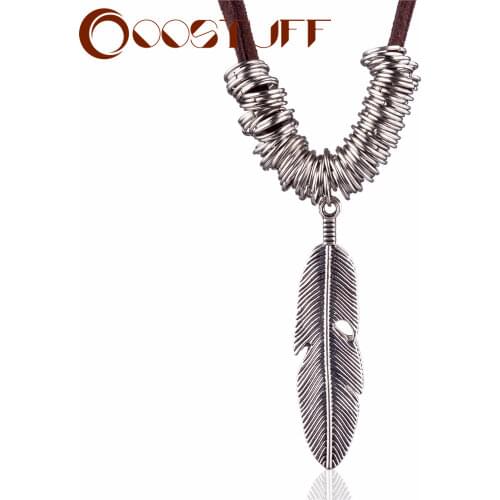 Vintage Jewelry for Women Long Necklace Statement necklaces & pendants for Men Women Feather Pendant Alloy Suspension Jewellery