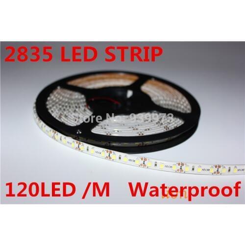 IP65 Waterproof 120LED/m 2835 SMD LED strip flexible light 12V 5m/lot,600leds Cuttable for Car Home Display Decoration