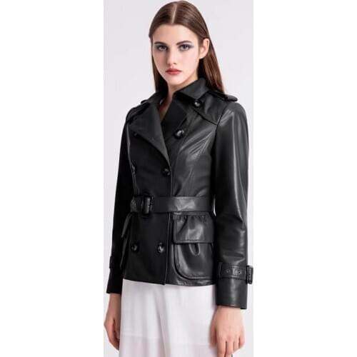 CX-L-11 2020 Fashion Hot Sale Genuine Real Leather Jacket Women Leather Coat And Jackets Women With Belt