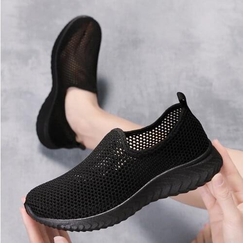 Summer Sneakers Women Shoes Flats Casual Ladies Sport Shoe Woman Lace-Up Mesh Light Breathable Hollow Female Outdoor Walking Run