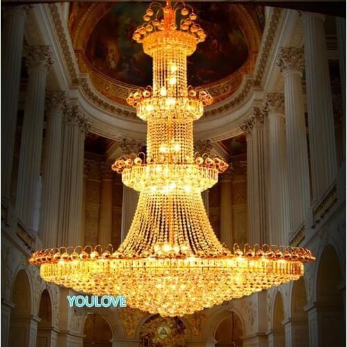 Gold Crystal Chandeliers Lights Fixture Modern Crystal Droplights Home Indoor Hotel Restaurant Club Hanging Lamp D120cm*H180cm