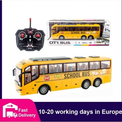 1/30 Rc Car Electric Remote Control Bus with Light Tour Bus Model 2.4G Remote Controlled Machine Toys for Boy Kids Children