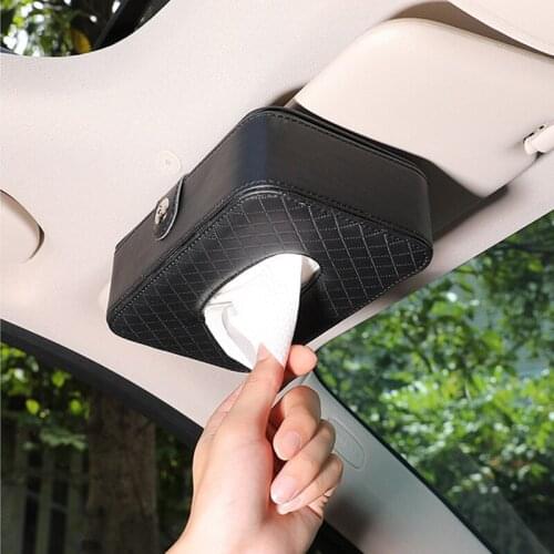 1 Pcs Black Car Tissue Boxes Sun Visor Tissue Box Holder Auto Interior Storage Decoration for BMW Mercedes-Benz Car Accessories