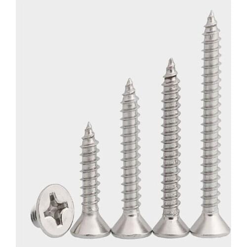 100pcs Stainless steel countersunk head self tapping screw flat M1 m1.2 m1.4 m1.5 m1.6 m1.7