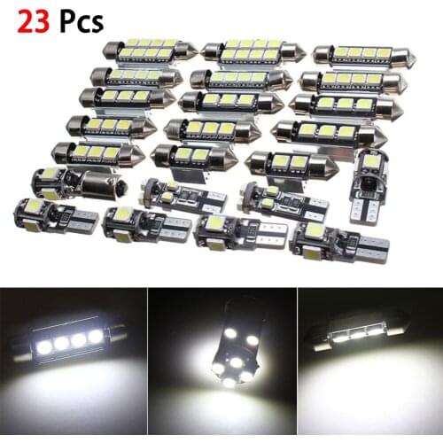 23Pcs/set Car Auto Interior Map Dome License Plate Replacement Light Kit White Lamp Set Car Accessories For BMW X5 E53 2000-2006