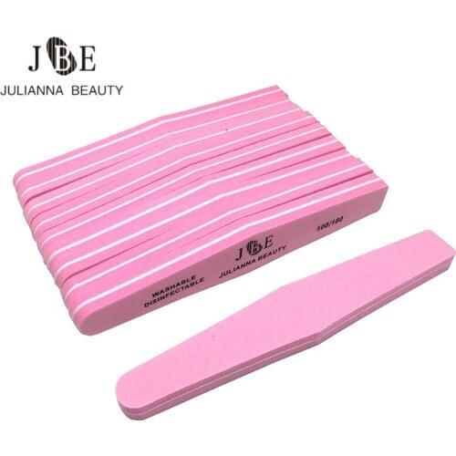 25Pcs 100/180 Professional Nail File Sponge Nail Buffers UV Gel Diamond Tips Manicure Salon Tools Sanding Polish Files
