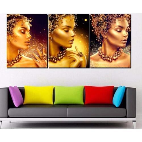 3Pieces Diamond Embroidery Full Square 5D Diy Diamond Painting girl Picture by number Cross Stitch Wedding Decoration kitZP-2989