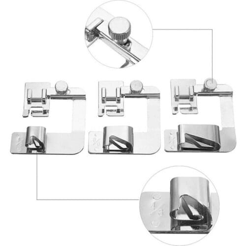 3pcs Multi-functional Presser Feet Rolled Hem Feet 13mm/19mm/25mm For Electric Household Sewing Machine Accessories