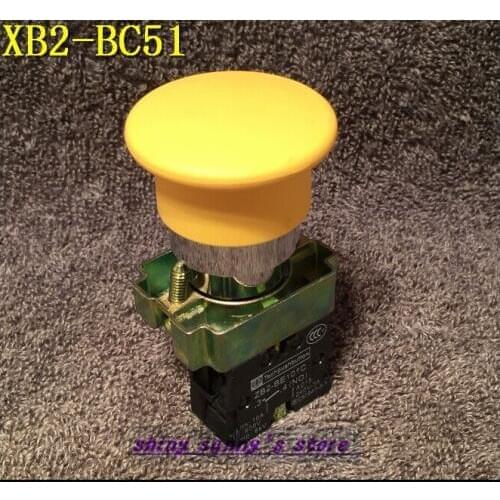 4Pcs/Lot XB2-BC51 1 NO Momentary Yellow Mushroom Head Push Button Switch N/O Brand New