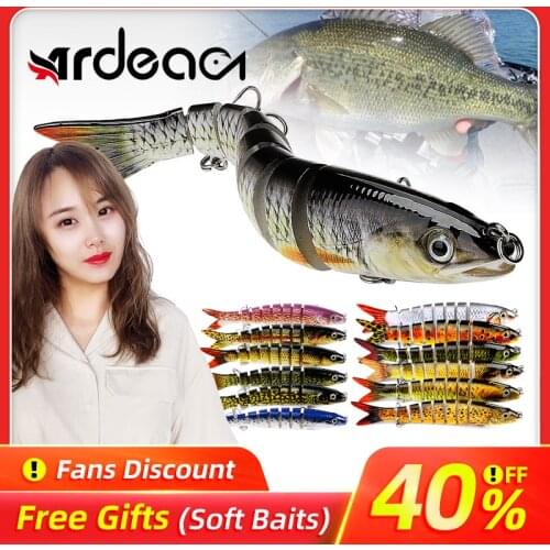 Ardea Jointed Lure 130mm 19g Multi-section Fishing Bait Black Minnow Sinking Wobblers Crankbait Swimbait 8 Segment Pesca