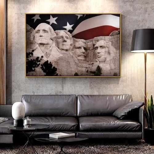 Artcozy Oil Canvas Painting Mount-Rushmore-Flag For Home Decoration Wall Art